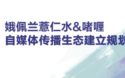 薏仁水&啫喱自媒体传播生态建立规划