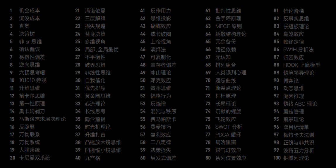 万物皆模型-100个思维模型