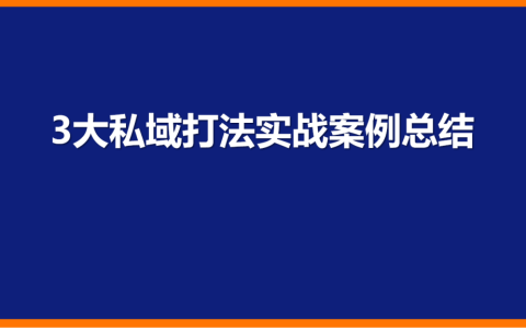 🆓3大私域打法实战案例总结